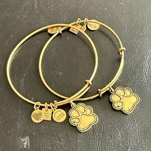 Alex and Ani Gold Tone Dog Paw Print Charm Bangle Bracelets